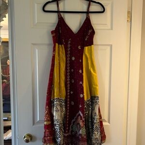 Kali Red and Yellow Embellished Midi Dress